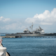 USS Vella Gulf gets underway from Norfolk.